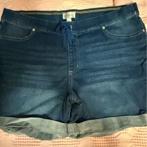 Just Be Blue Jean Shorts with Cuffed Hem and Stretch Fit